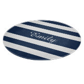 Modern Blue Striping Mustername Schneidebrett (Ecke)