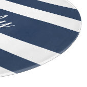 Modern Blue Striping Mustername Schneidebrett (Ecke)