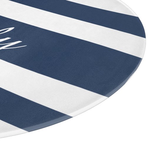Modern Blue Striping Mustername Schneidebrett (Ecke)
