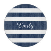 Modern Blue Striping Mustername Schneidebrett (Vorderseite)