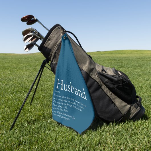 Modern Blue Stylish Cool Fun Husband Definition Golfhandtuch (Gras)