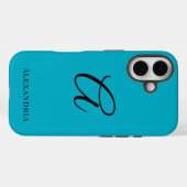 Modern Blue Stylish Personalized Name Initial Case-Mate iPhone Hülle (Rückseite (Horizontal))