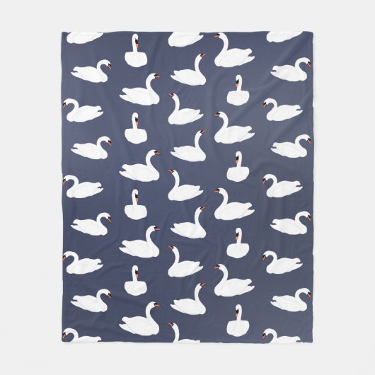 Modern Blue Swan Pattern Fleece Blanket (Vorderseite)
