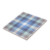 Modern Blue Taupe Tartan Kariertes Muster Fliese (Seite)