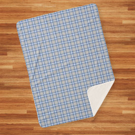 Modern Blue Taupe Tartan Kariertes Muster Sherpadecke