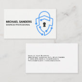 Modern Blue Tech Security Shield Logo Visitenkarte (Vorne/Hinten)