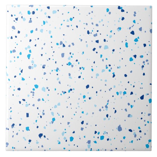 Modern Blue Terrazzo Muster Keramik Tile Fliese (Vorderseite)