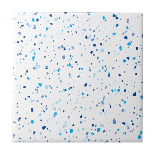 Modern Blue Terrazzo Muster Keramik Tile Fliese (Vorderseite)
