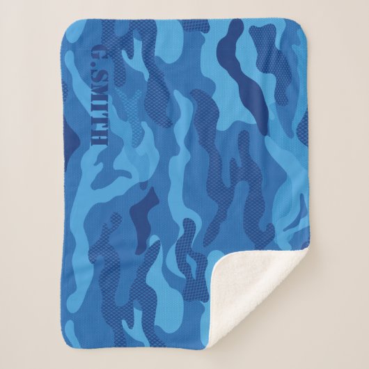 Modern Blue Texture Camouflage Camouflage Muster Sherpadecke (Vorderseite)