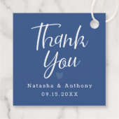 Modern Blue Three Hearts Wedding Vielen Dank Geschenkanhänger (Rückseite)