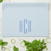 Modern Blue Three Letter Monogram Geschirrtuch (Gefaltet)