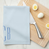 Modern Blue Three Letter Monogram Geschirrtuch (Viertel Falte)