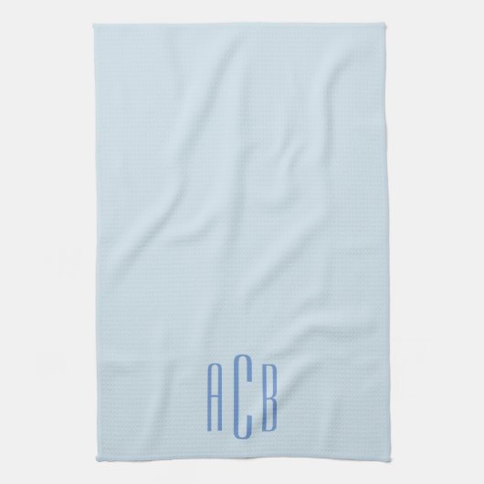 Modern Blue Three Letter Monogram Geschirrtuch (Vertikal)