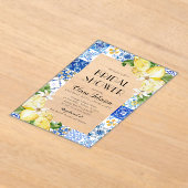 Modern Blue Tile Lemon Italienisches Brautparty Acryleinladungen (Ablage )