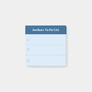 Modern Blue To Do List mit Individuelle Name Post-it Klebezettel