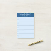 Modern Blue To Do List mit Name Post-it Klebezettel (Auf Schreibtisch)