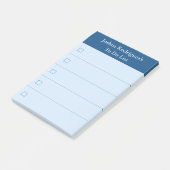 Modern Blue To Do List mit Name Post-it Klebezettel (angewinkelt)