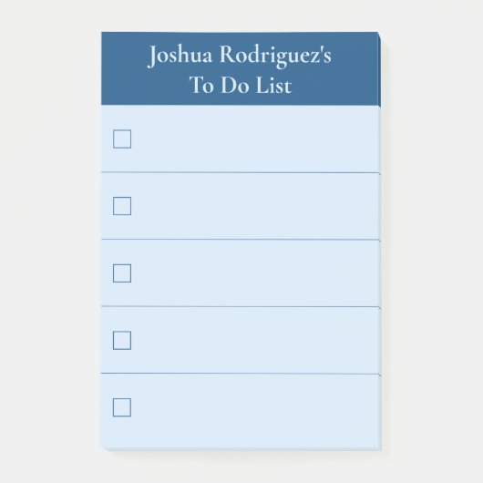 Modern Blue To Do List mit Name Post-it Klebezettel (Vorderseite)