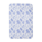 Modern Blue Toile Cacao and Chocolate Pattern Badematte (Vorderseite Vertikal)