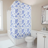 Modern Blue Toile Cacao and Chocolate Pattern Duschvorhang (Beispiel)
