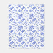 Modern Blue Toile Cacao and Chocolate Pattern Fleecedecke (Vorderseite)