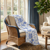 Modern Blue Toile Cacao and Chocolate Pattern Fleecedecke