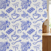 Modern Blue Toile Cacao and Chocolate Pattern Fliese