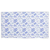 Modern Blue Toile Cacao and Chocolate Pattern Kissenbezug (Vorderseite)