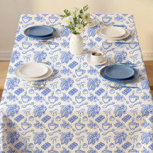 Modern Blue Toile Cacao and Chocolate Pattern