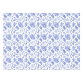 Modern Blue Toile Cacao and Chocolate Pattern Tischdecke (Vorderseite (Horizontal))