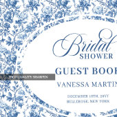 Modern Blue Toile Roses Bridal Shower Guest Book Gästebuch