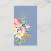 Modern Blue Tropical Floral Hawaii Wedding Begleitkarte (Rückseite)