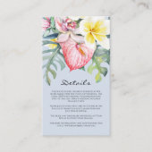 Modern Blue Tropical Floral Hawaii Wedding Begleitkarte (Vorderseite)