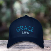 Modern Blue Typografie Grace Life Monogram Bestickte Baseballkappe