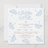 Modern Blue Typografy Baby Shower Einladung (Vorderseite)