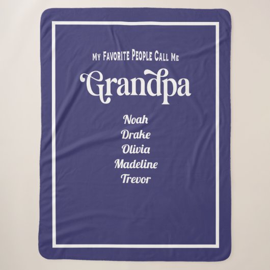 Modern Blue Typografy Favorite Opa Sherpadecke (Vorderseite)
