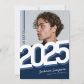 Modern Blue Typografy Foto Abschluss Einladung (Vorderseite)