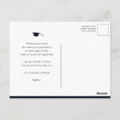 Modern Blue Typografy Foto Abschluss Vielen Dank Postkarte (Rückseite)