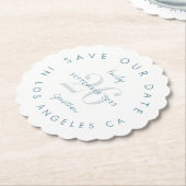 Modern Blue Typografy Save the Date Untersetzer (angewinkelt)
