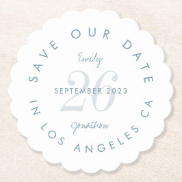 Modern Blue Typografy Save the Date Untersetzer