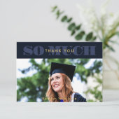 Modern Blue Typografy Simple Foto Abschluss Dankeskarte (Stehend Vorderseite)