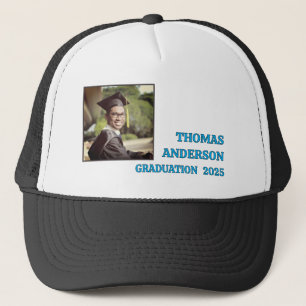 Modern Blue Typography and Photo Gratuation Truckerkappe