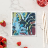 Modern Blue und Moody Monstera Blätter Decoupage Serviette (Beispiel)