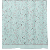 Modern Blue und SIlver Botanical Duschvorhang (Vorderseite)