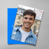 Modern Blue Vertical Name Graduation Photo Card Einladung
