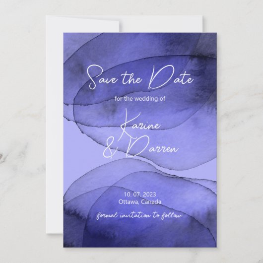 Modern Blue Violet Lavendel Save the Date (Vorderseite)