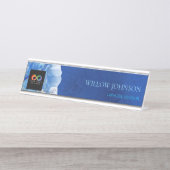 Modern Blue Water Audit Firm Custom Logo Desk  Schreibtischnamensplakette (Vorderseite )