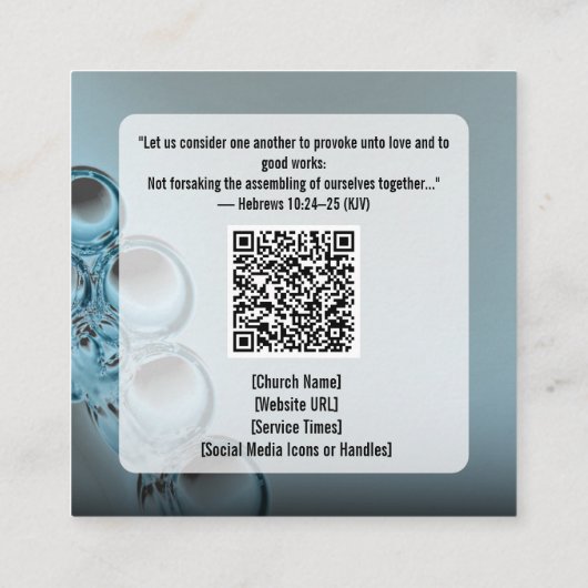 Modern Blue Water Church Church Church Connection Quadratische Visitenkarte (Rückseite)