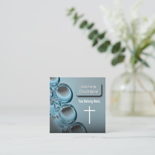 Modern Blue Water Church Church Church Connection Quadratische Visitenkarte (Stehend Vorderseite)