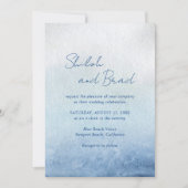 Modern Blue Watercolor Beach Elegante Hochzeit Einladung (Vorderseite)